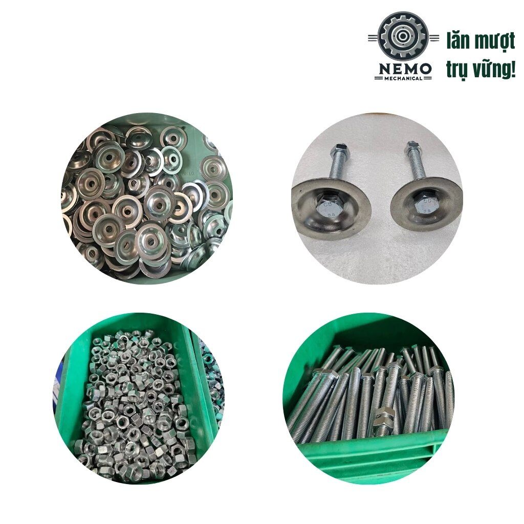 Chân tăng chỉnh đế thép, M10-M16, bulong 60mm-150mm tải 90kg-150kg cho giá kệ, bàn thao tác